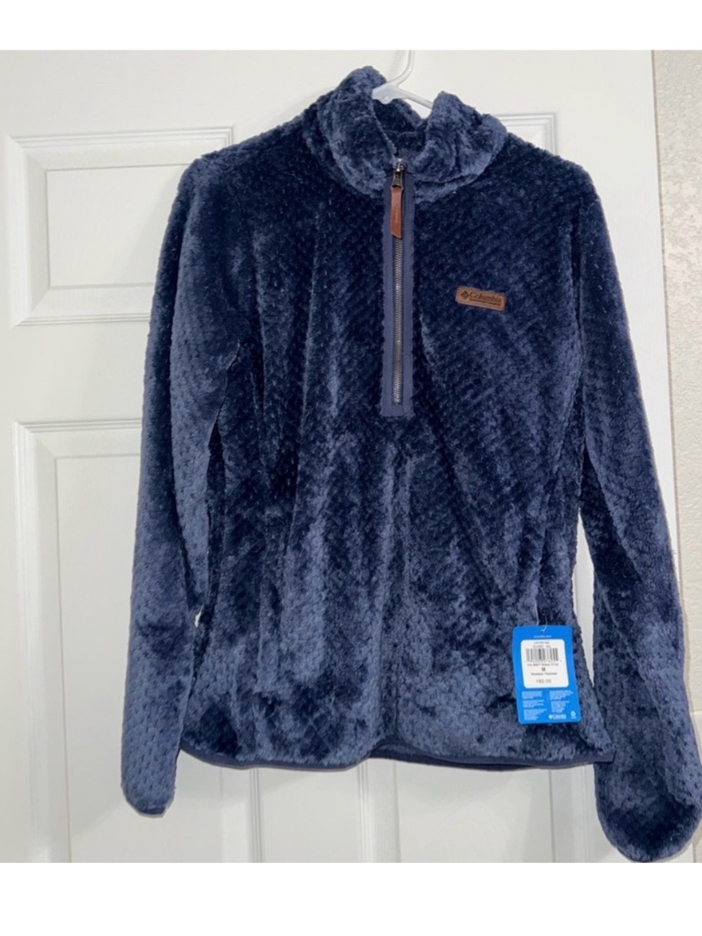 Columbia Navy Plush Half-Zip Fleece with Leather Logo
